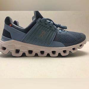 On running shoes, blue. Worn twice only, must sell. Offers welcome.